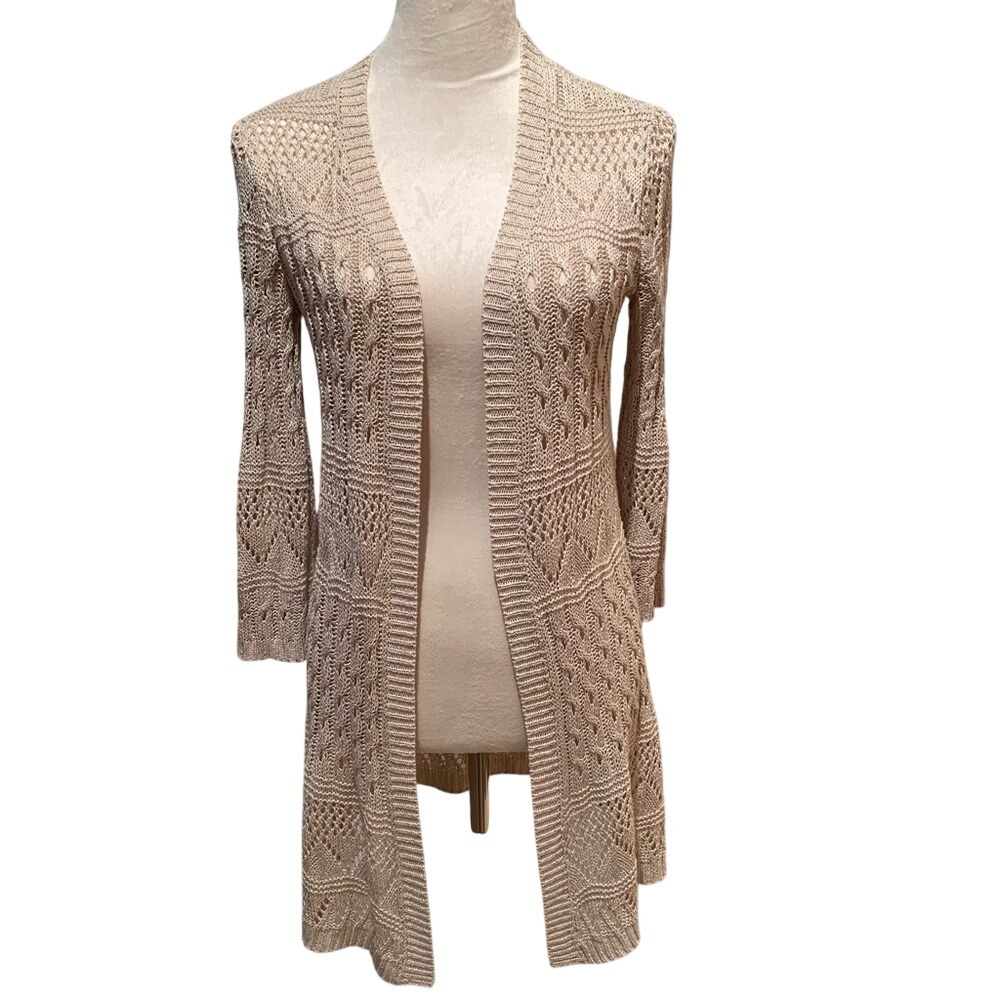Crochet Cardigan, open, no buttons. Long length. Size& care tags missin…